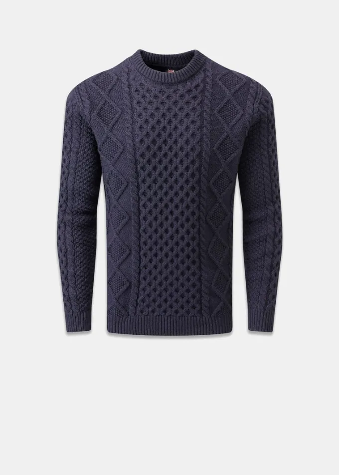 Knitwear & Tops*Gloverall Aran Jumper Navy