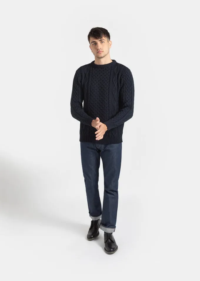 Knitwear & Tops*Gloverall Aran Jumper Navy