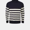 Knitwear & Tops*Gloverall Breton Submariner Jumper Navy with Ecru Stripes