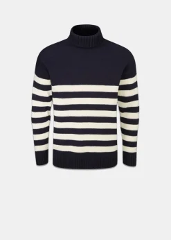 Knitwear & Tops*Gloverall Breton Submariner Jumper Navy with Ecru Stripes