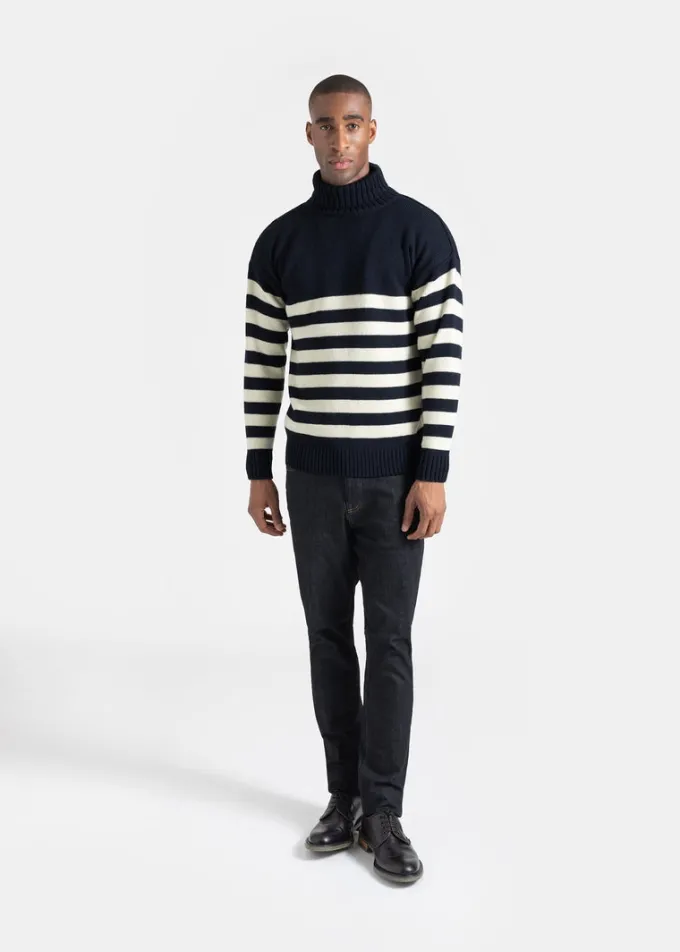 Knitwear & Tops*Gloverall Breton Submariner Jumper Navy with Ecru Stripes