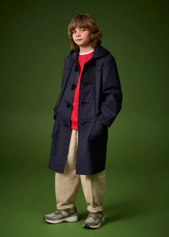 Children*Gloverall Children's Gabardine Showerproof Duffle Coat Green
