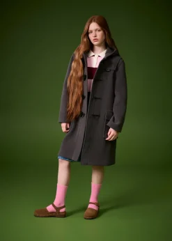 Children*Gloverall Children's Herringbone Wool Duffle Coat Grey