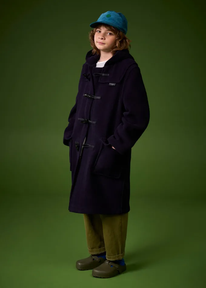 Children*Gloverall Children's Herringbone Wool Duffle Coat Grey