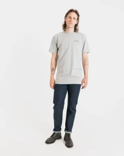 Knitwear & Tops*Gloverall Embroidered Organic Cotton T-Shirt Grey