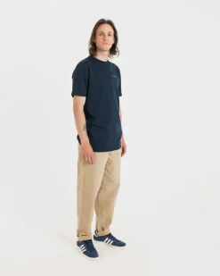 Knitwear & Tops*Gloverall Embroidered Organic Cotton T-Shirt Navy
