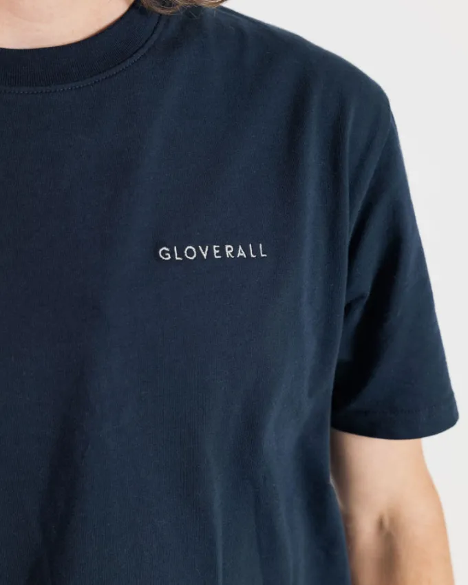 Knitwear & Tops*Gloverall Embroidered Organic Cotton T-Shirt Navy