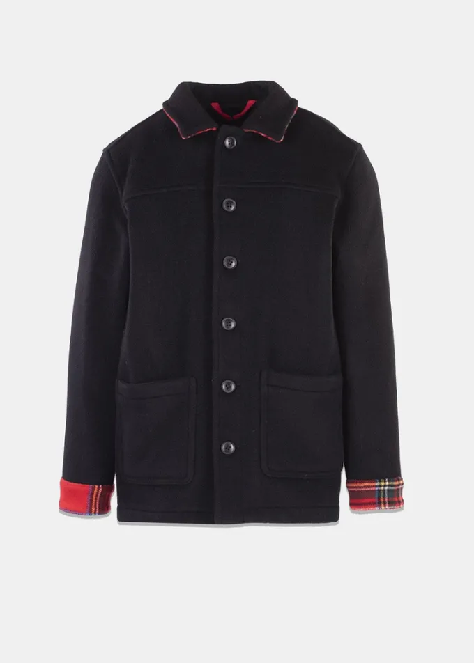 Jackets*Gloverall George Jacket Black Royal Stewart