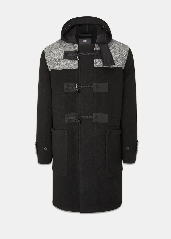 Duffle Coats*Gloverall Herringbone Contrast Monty Duffle Coat Black