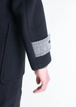 Duffle Coats*Gloverall Herringbone Contrast Monty Duffle Coat Black