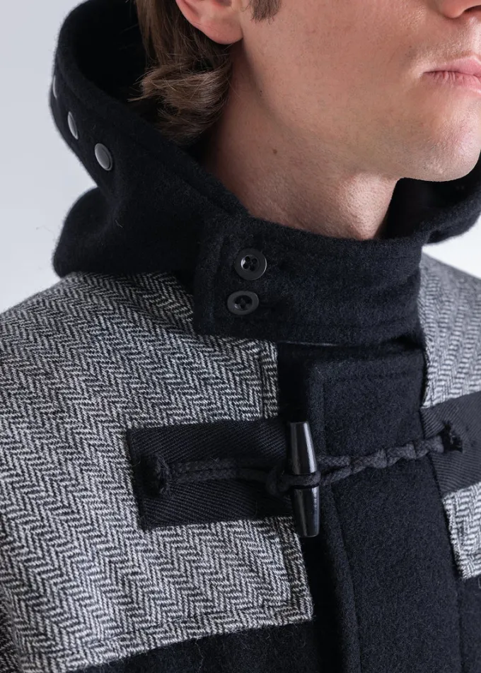 Duffle Coats*Gloverall Herringbone Contrast Monty Duffle Coat Black