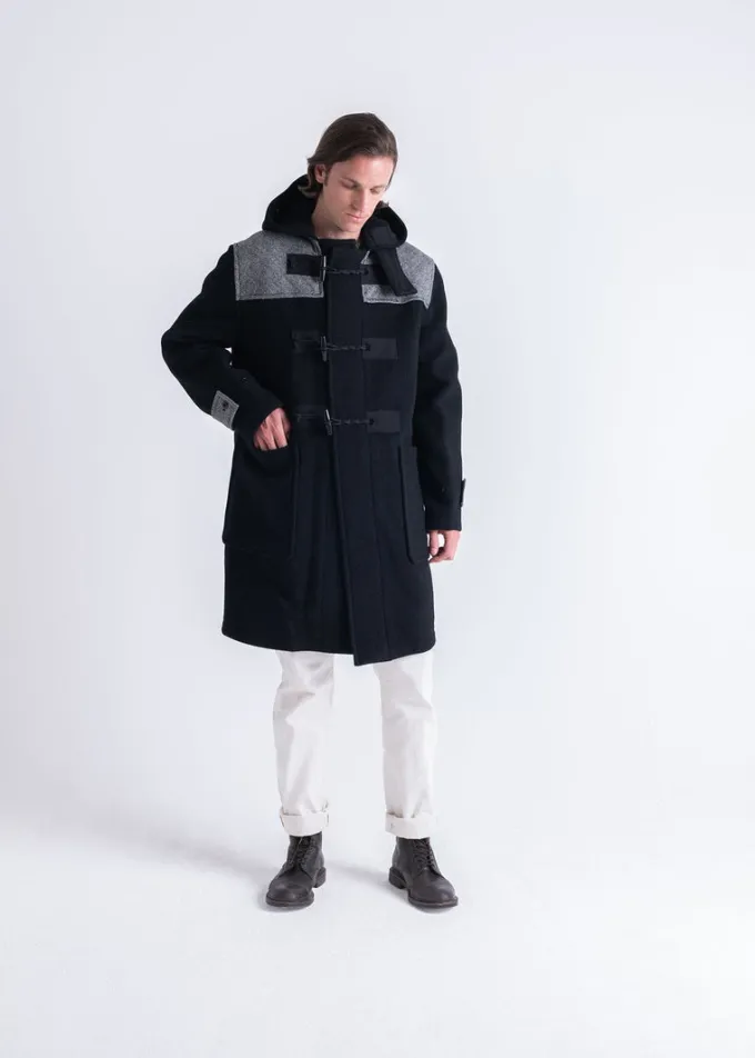 Duffle Coats*Gloverall Herringbone Contrast Monty Duffle Coat Black