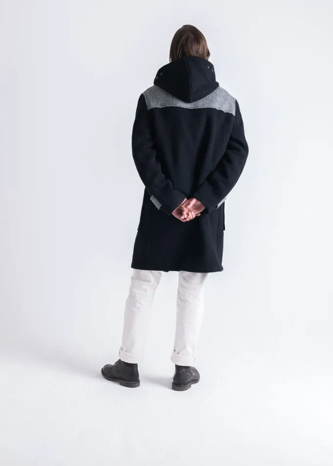 Duffle Coats*Gloverall Herringbone Contrast Monty Duffle Coat Black