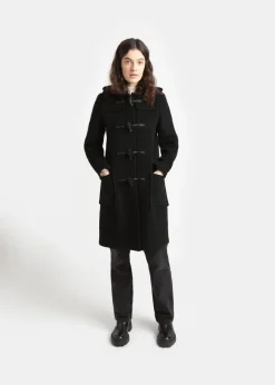 Duffle Coats*Gloverall Long Slim Fit Duffle Coat Black Royal Stewart