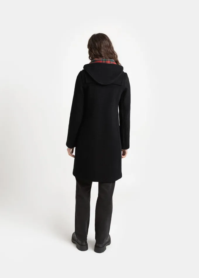 Duffle Coats*Gloverall Long Slim Fit Duffle Coat Black Royal Stewart