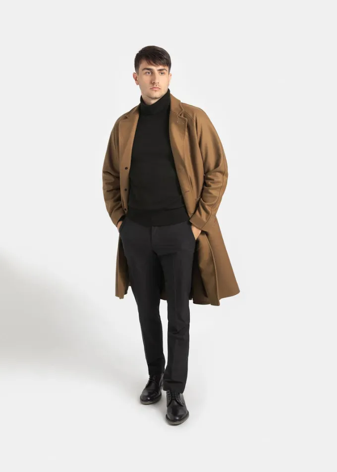 Overcoats*Gloverall Men's Chesterfield Refined Camel