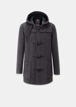Duffle Coats*Gloverall Mid Length Duffle Coat Grey Black Watch