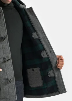 Duffle Coats*Gloverall Mid Length Duffle Coat Grey Black Watch