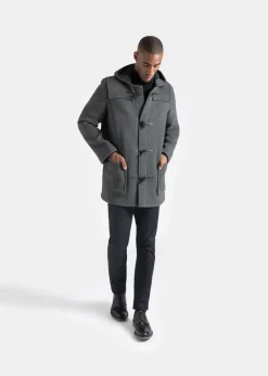 Duffle Coats*Gloverall Mid Length Duffle Coat Grey Black Watch