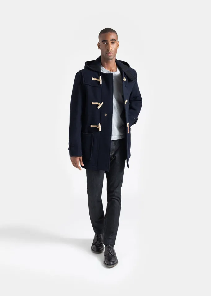 Duffle Coats*Gloverall Mid Monty Duffle Coat Navy Black Webbing