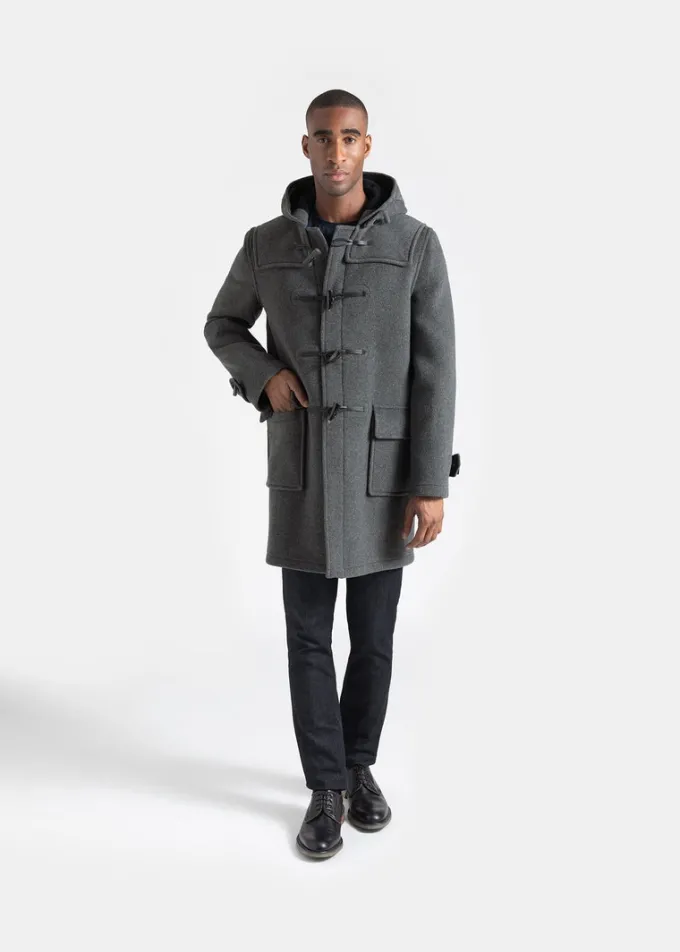 Duffle Coats*Gloverall Morris Duffle Coat Grey Black Watch