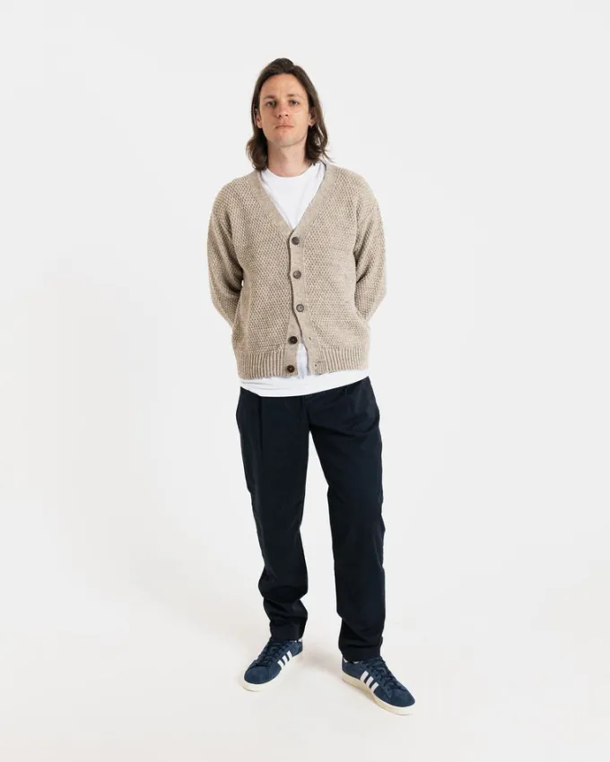 Knitwear & Tops*Gloverall Moss Stitch Cardigan Oatmeal