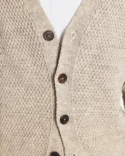Knitwear & Tops*Gloverall Moss Stitch Cardigan Oatmeal