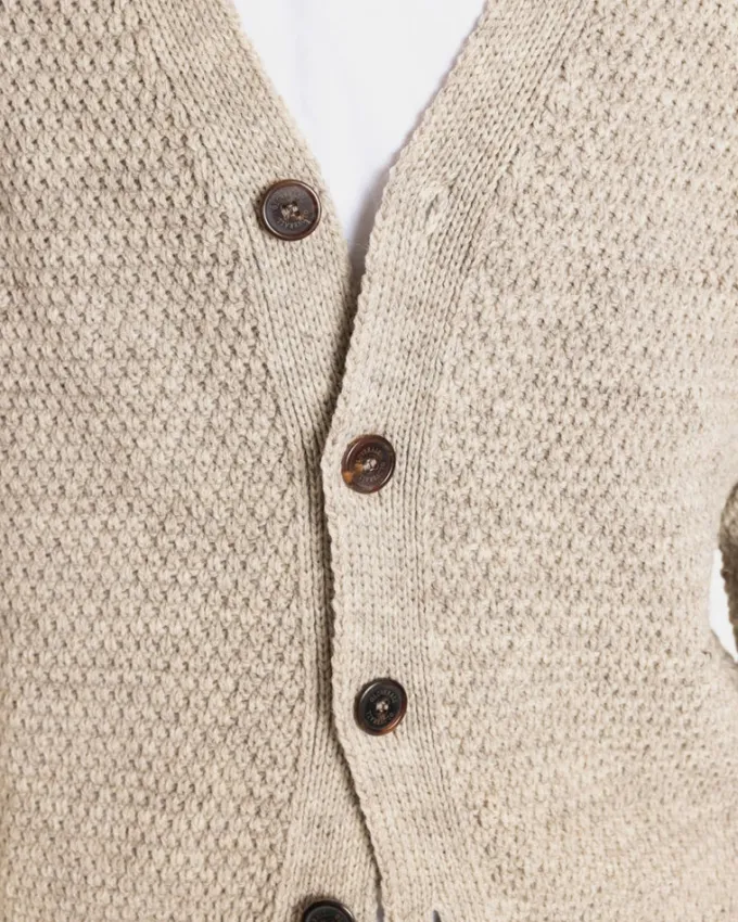 Knitwear & Tops*Gloverall Moss Stitch Cardigan Oatmeal