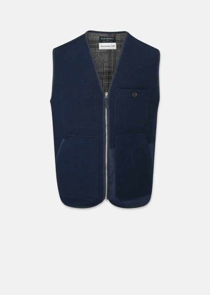 Jackets*Gloverall Renewed Works Vest Navy