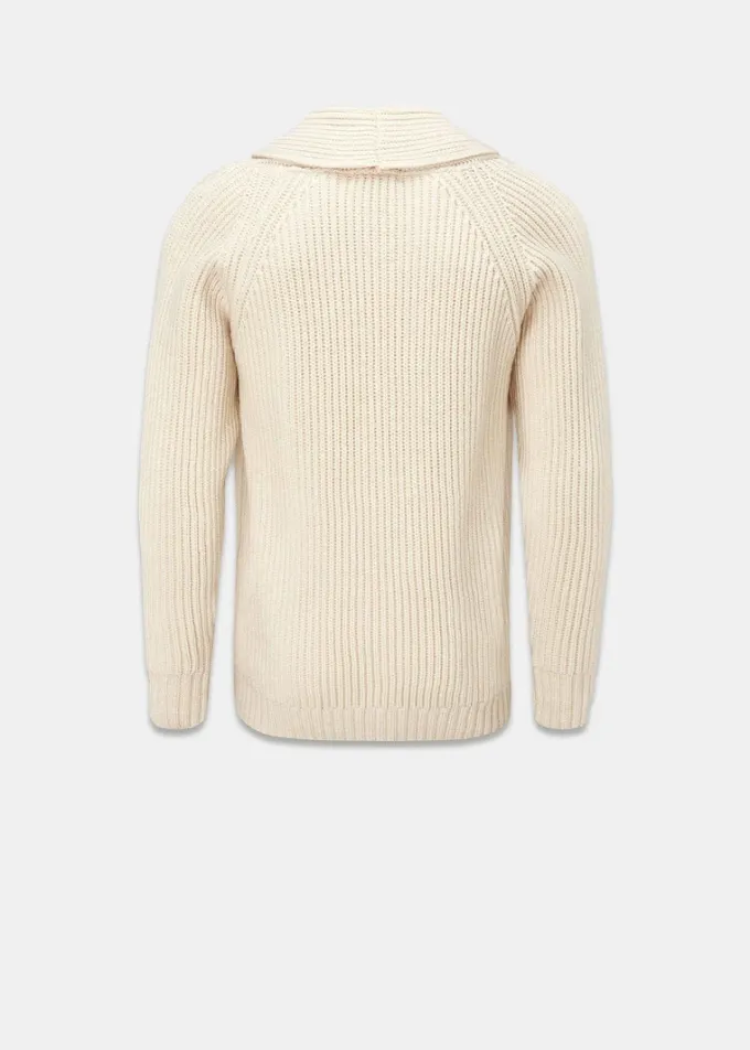 Knitwear & Tops*Gloverall Shawl Collar Cardigan Ecru