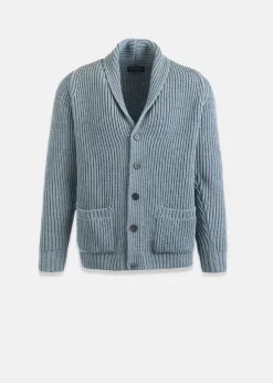 Knitwear & Tops*Gloverall Shawl Collar Cardigan Light Blue