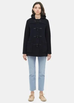 Duffle Coats*Gloverall Short Slim Fit Duffle Coat Navy Check
