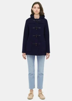 Duffle Coats*Gloverall Short Slim Fit Duffle Coat Navy Black Watch