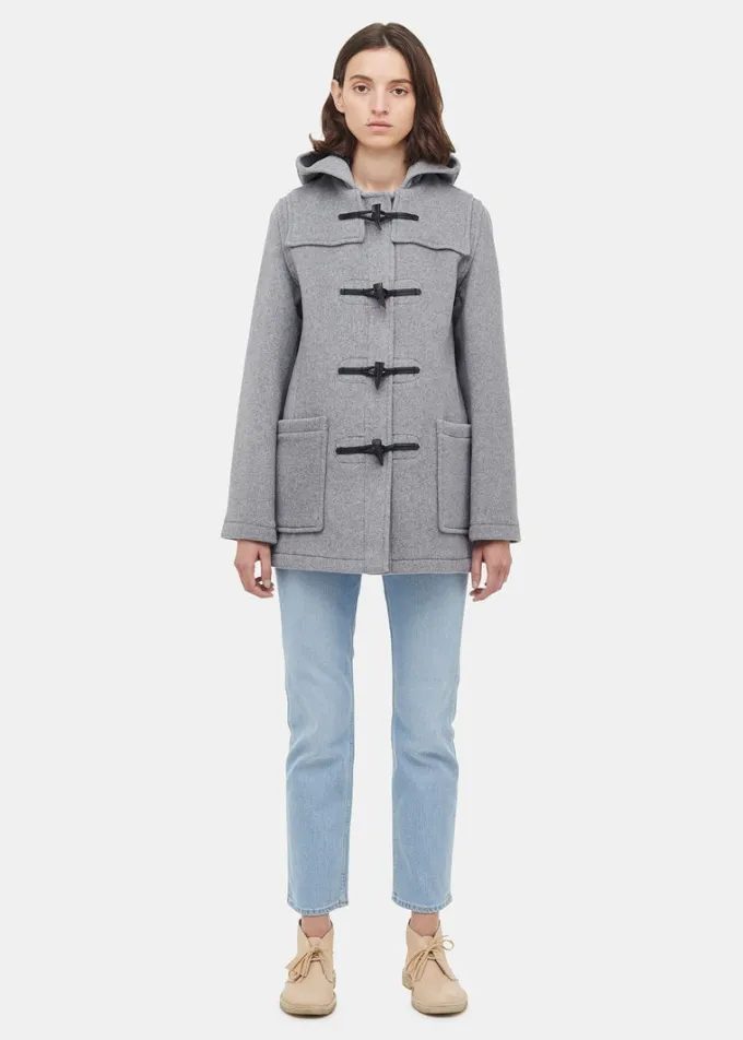 Duffle Coats*Gloverall Short Slim Fit Duffle Coat Silver