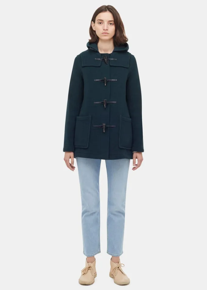 Duffle Coats*Gloverall Short Slim Green Duffle Coat