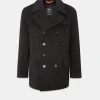 Peacoats*Gloverall Tartan Churchill Peacoat Black Stewart