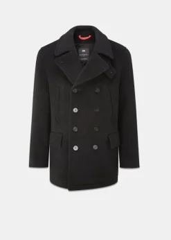 Peacoats*Gloverall Tartan Churchill Peacoat Black Stewart