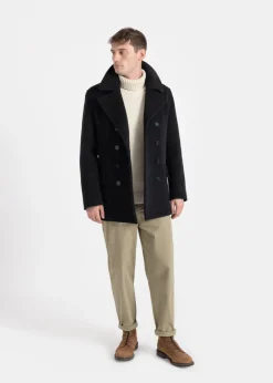 Peacoats*Gloverall Tartan Churchill Peacoat Black Stewart