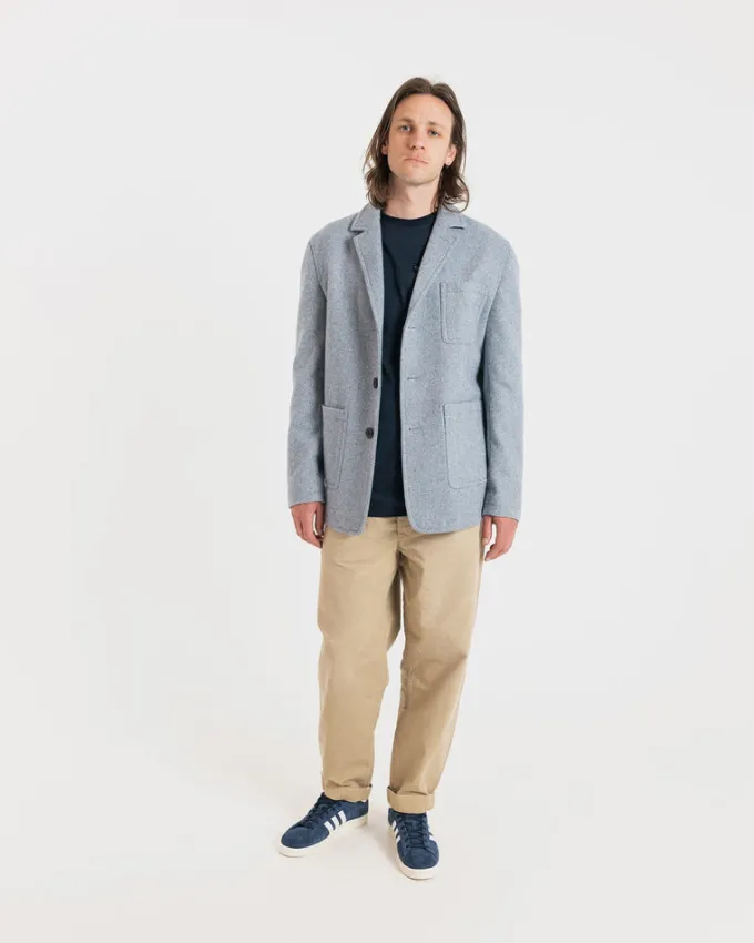 Jackets*Gloverall Textured Worker Blazer Light Blue