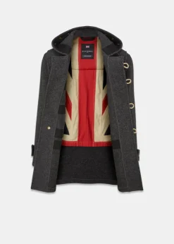 Duffle Coats*Gloverall Union Jack Mid Monty Duffle Coat Charcoal