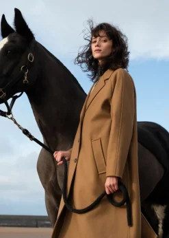 Overcoats*Gloverall Women's Chesterfield Refined Overcoat Camel