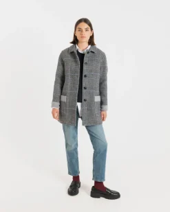 Jackets*Gloverall Women's George Jacket Prince of Wales Silver