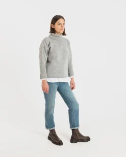 Knitwear & Tops*Gloverall Women's Submariner Jumper Light Grey
